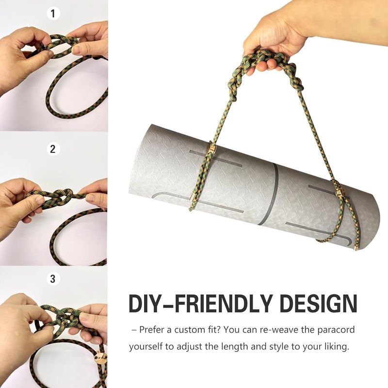 DAOSUN Yoga Mat Strap - 8MM Adjustable Paracord Carrier for Carrying Yoga Mats, Camping Pads & Blankets (Strap Only) - Image 4